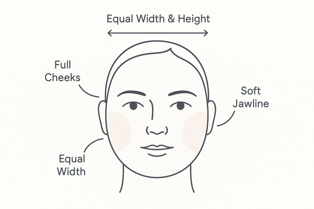 illustration of a human face with a round face shape with facial attributes