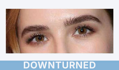 downturned eye shape