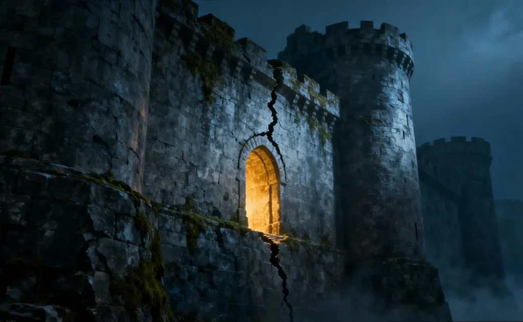 Abstract representation of Capricorn's emotional walls and hidden sensitivity.