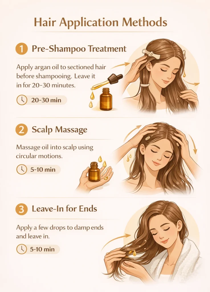 How to apply argan oil to hair - pre-shampoo treatment and scalp massage guide