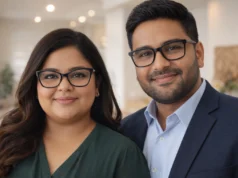 Best Glasses for Round Face: Complete Guide for Indian Men & Women Indian man and woman with round faces wearing best angular eyeglass frames - square and cat-eye styles for flattering fit