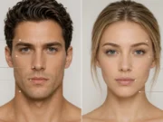 Masculine Face vs Feminine Face : The Complete Guide to Facial Features Side-by-side diagram comparing masculine facial features vs feminine facial features including jaw, brow ridge, and cheekbones